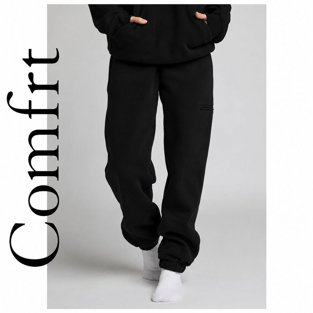 Comfrt Travel Essentials Unisex DND Travel Sweatpants Size XL Black Fleece READ